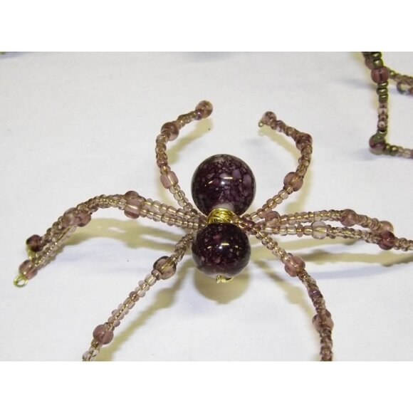 Handmade Beaded Spider Ornaments Set 7 Decor Figurines Beads Stones Ooak Bag7B - Picture 9 of 16